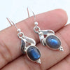 925 SOLID STERLING SILVER NATURAL LABRADORITE GEMSTONE HOOK EARRING