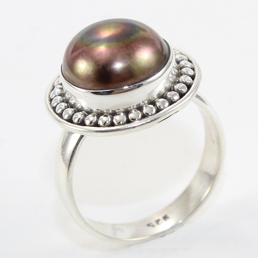 925 SOLID STERLING SILVER NATURAL Mother of Pearl GEMSTONES HANDMADE RING, ALL SIZES AVAILABLE