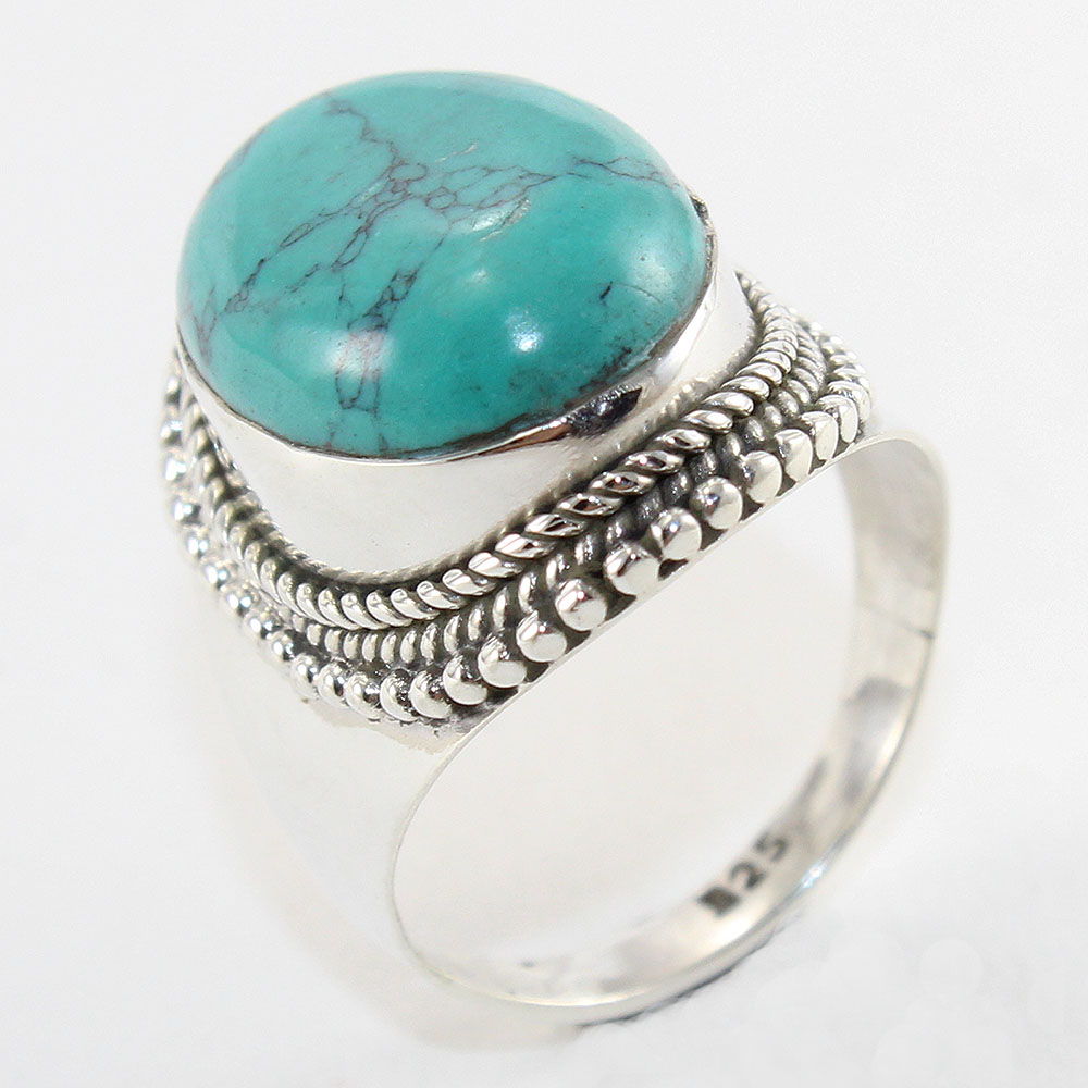 925 SOLID STERLING SILVER NATURAL TURQUOISE GEMSTONES HANDMADE RING, ALL SIZES AVAILABLE