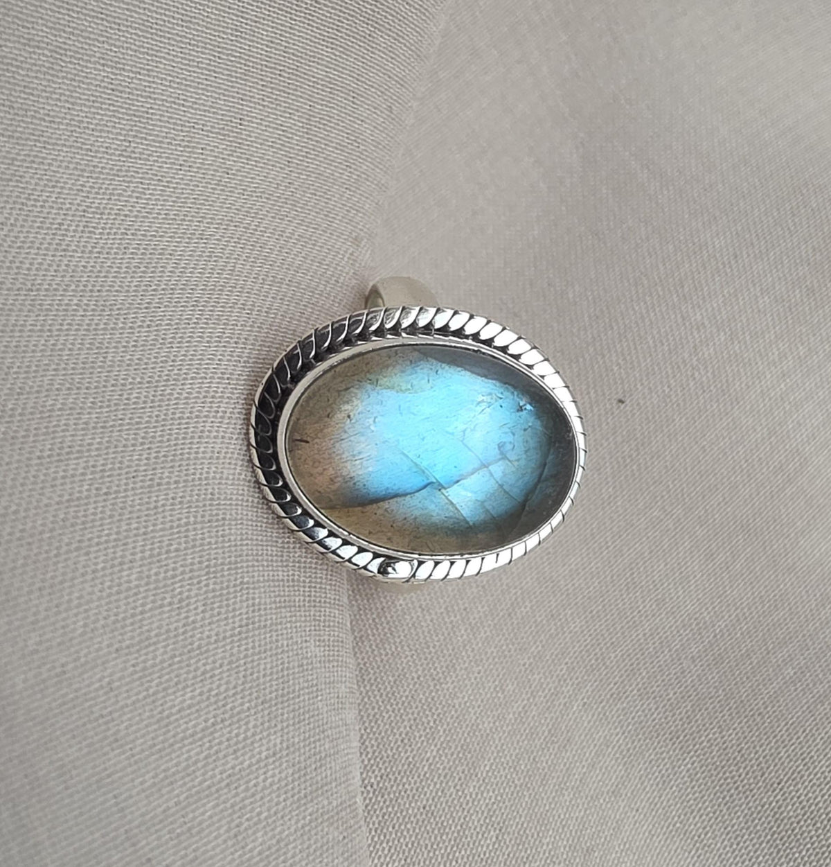 Labradorite Ring 925 Sterling Silver Natural Blue Flash Gemstone Ring Boho Statement Jewelry