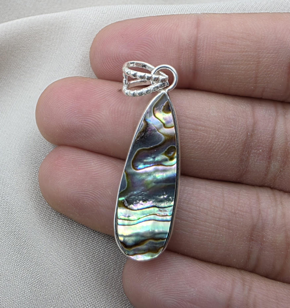 925 Sterling Silver Abalone Shell Teardrop Pendant Natural Pendant Handmade Jewelry