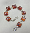 925 Sterling Silver Cognac Amber Bracelet Handmade Gemstone Jewelry Gift for Women