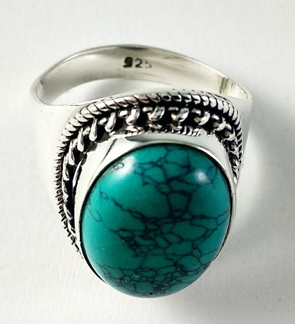 925 SOLID STERLING SILVER NATURAL TURQUOISE GEMSTONES HANDMADE RING, ALL SIZES AVAILABLE