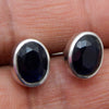 925 SOLID STERLING SILVER NATURAL BLACK ONYX GEMSTONE STUD EARRING