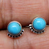 925 SOLID STERLING SILVER NATURAL TURQUOISE GEMSTONE STUD EARRING