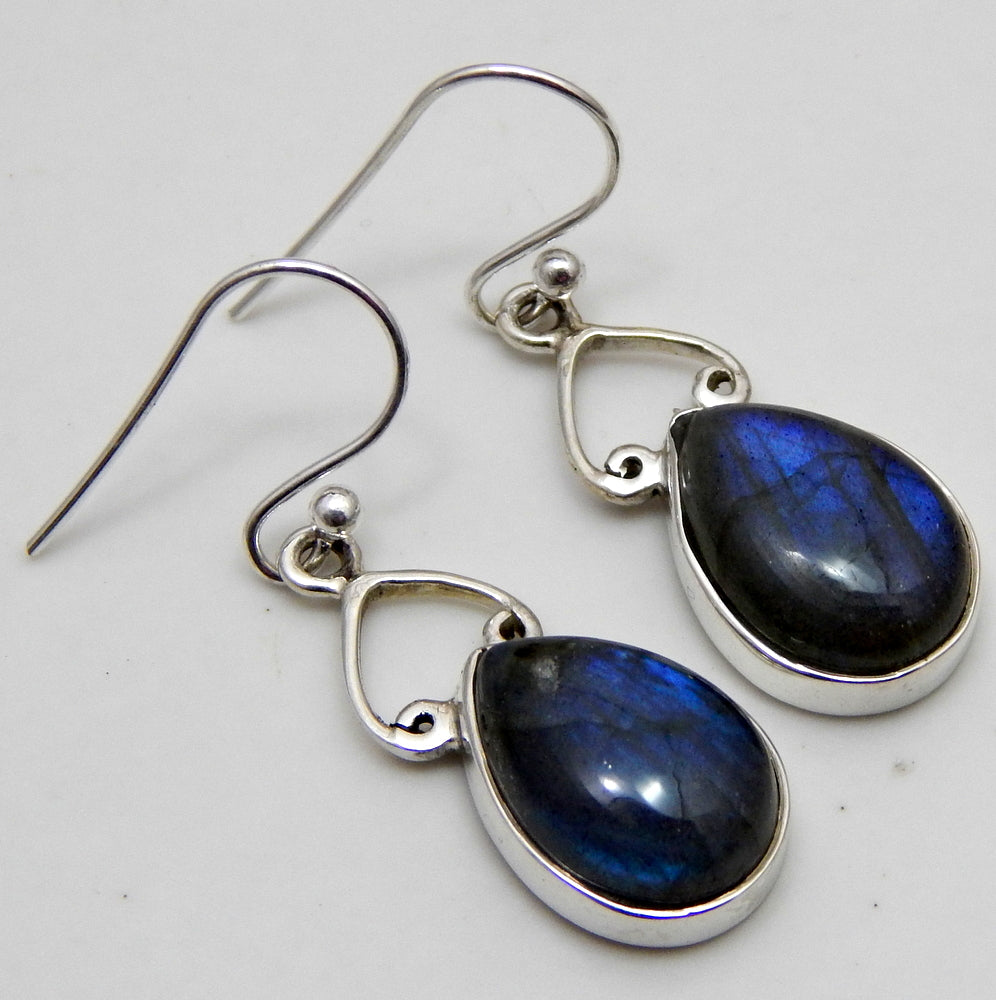 925 SOLID STERLING SILVER NATURAL LABRADORITE GEMSTONE HOOK EARRING