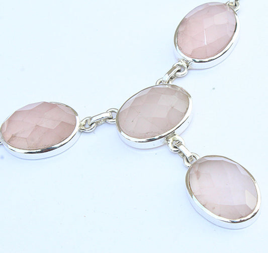 925 SOLID STERLING SILVER NATURAL ROSE QUARTZ HANDMADE NECKLACE,18 INCHES (Copy)