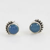 925 SOLID STERLING SILVER NATURAL BLUE CHALCEDONY GEMSTONE STUD EARRING