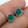 925 SOLID STERLING SILVER NATURAL GREEN ONYX GEMSTONE STUD EARRING