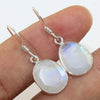 925 SOLID STERLING SILVER NATURAL RAINBOW MOONSTONE GEMSTONE HOOK EARRING