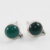 925 SOLID STERLING SILVER NATURAL GREEN ONYX GEMSTONE STUD EARRING