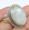 925 SOLID STERLING SILVER NATURAL RAINBOW MOONSTONE GEMSTONES HANDMADE RING, ALL SIZES AVAILABLE