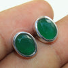 925 SOLID STERLING SILVER NATURAL GREEN ONYX GEMSTONE STUD EARRING