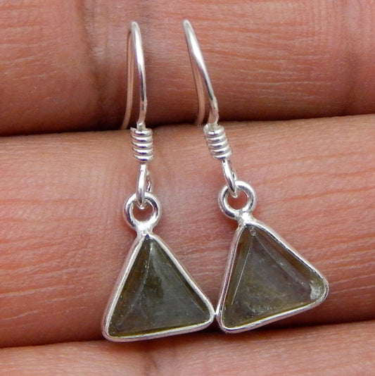 925 SOLID STERLING SILVER NATURAL LABRADORITE GEMSTONE HOOK EARRING