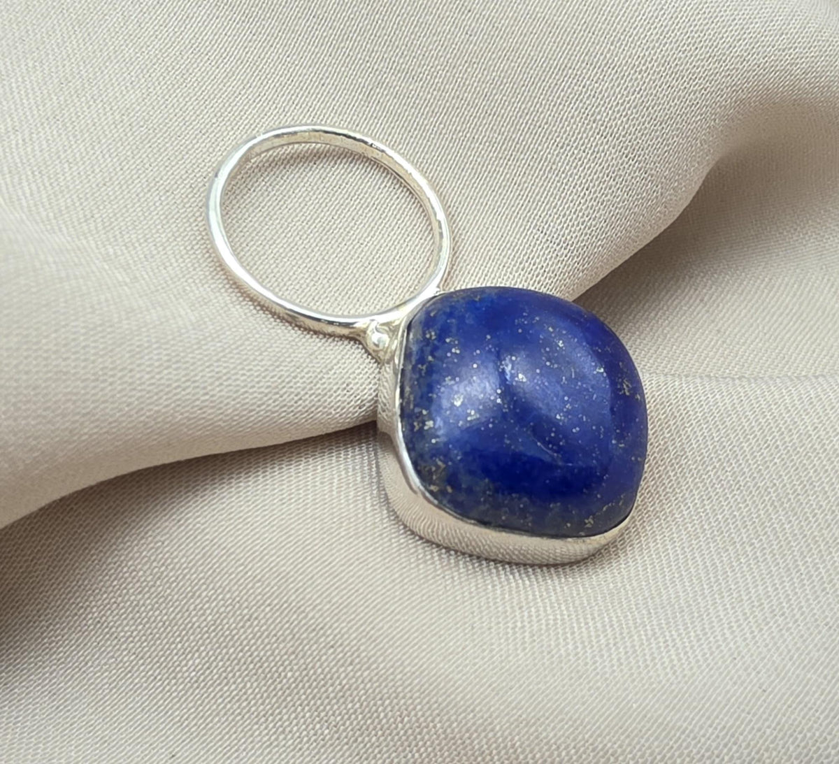 Lapis Lazuli Pendant: 925 Sterling Silver Cushion Cut Boho Jewelry