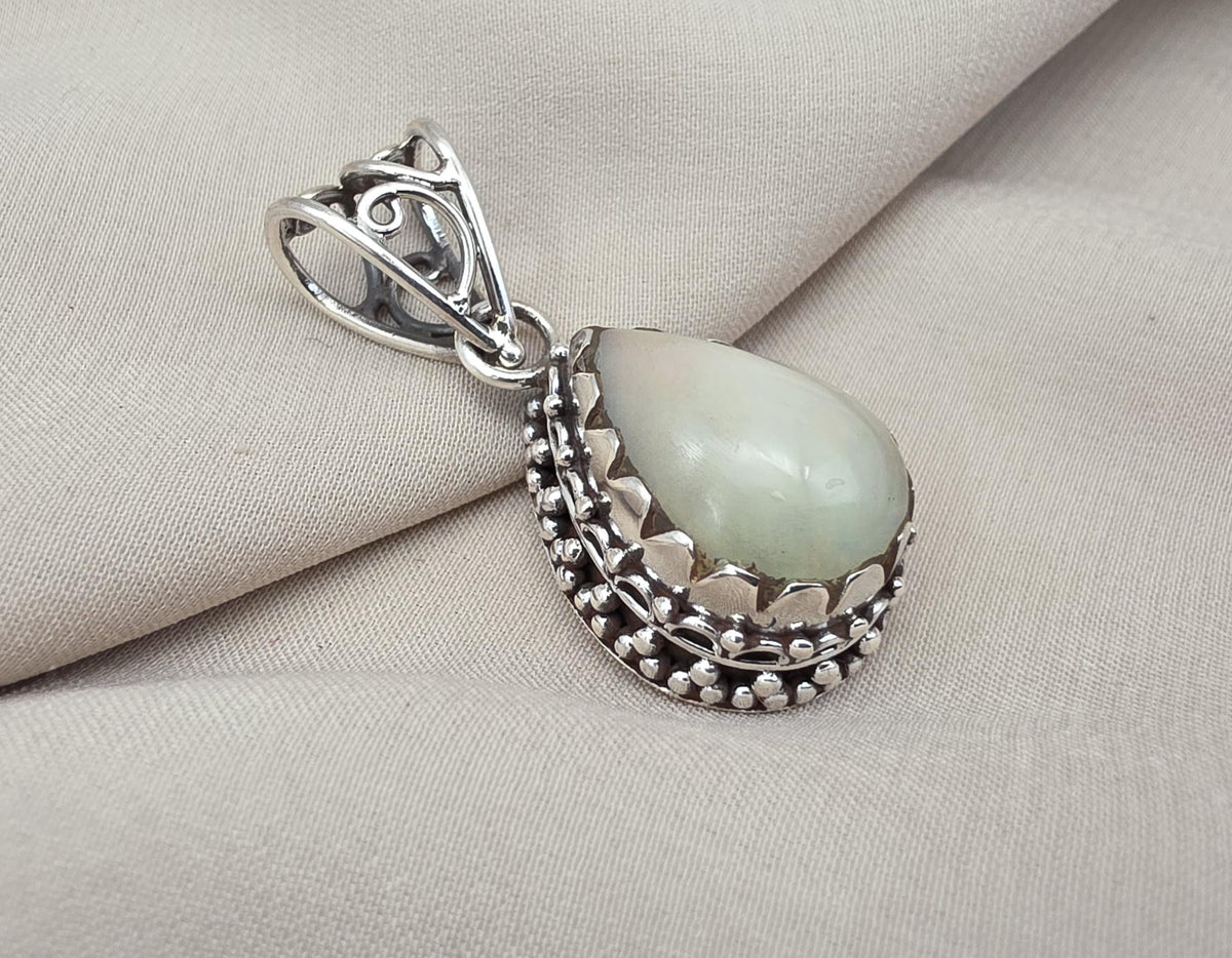 Natural Opal Silver Pendant 925 Sterling Silver Jewelry Pear Shape Cabochon Handmade Gemstone