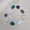 925 Sterling Silver Multi Gemstone Bracelet: Handmade Chakra Healing Crystal Jewelry