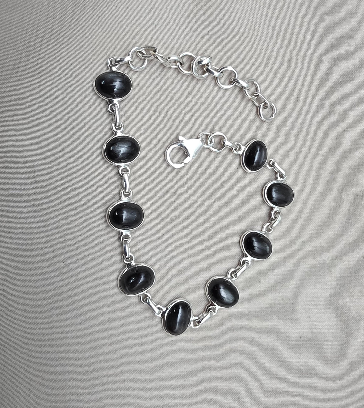 Natural Black Star 925 Sterling Silver Bracelet : Gemstone Jewelry