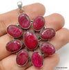 925 SOLID STERLING SILVER NATURAL RUBY OVAL SHAPE FLOWER HANDMADE PENDANT