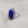 Natural Lapis Lazuli 925 Sterling Silver Ring: Handmade Hexagon Gemstone, Boho Jewelry