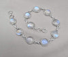 925 Sterling Silver Blue Flash Rainbow Moonstone Bracelet Natural Oval Link Jewelry