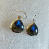925 SOLID STERLING SILVER NATURAL LABRADORITE GEMSTONE HOOK EARRING