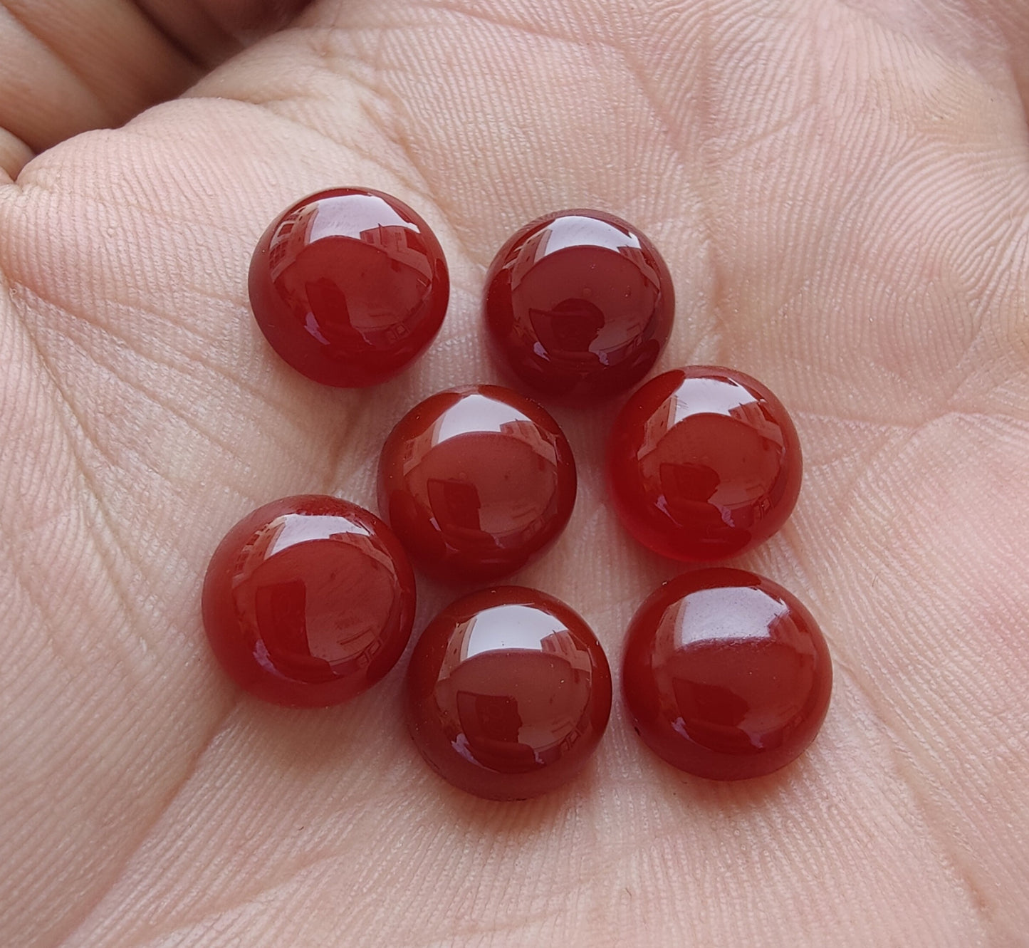 NATURAL RED ONYX ROUND SHAPE CABOCHON FLAT BAK CALIBRATED GEMSTONES, ALL SIZES AVAILABLE