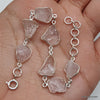 925 SOLID STERLING SILVER NATURAL ROSE QUARTZ ROUGH STONE HANDMADE BRACELET,8 INCHES