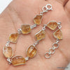 925 SOLID STERLING SILVER NATURAL CITRINE ROUGH STONE HANDMADE BRACELET,8 INCHES