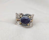 Blue Sapphire Spinner Ring 925 Sterling Silver Meditation Band, Anxiety Relief