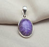 925 Sterling Silver Charoite Pendant: Purple Gemstone Necklace Handmade Jewelry