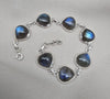 Natural Labradorite Bracelet 925 Sterling Silver, Blue Flash Labradorite Gemstone Jewelry Birthstone Gifts