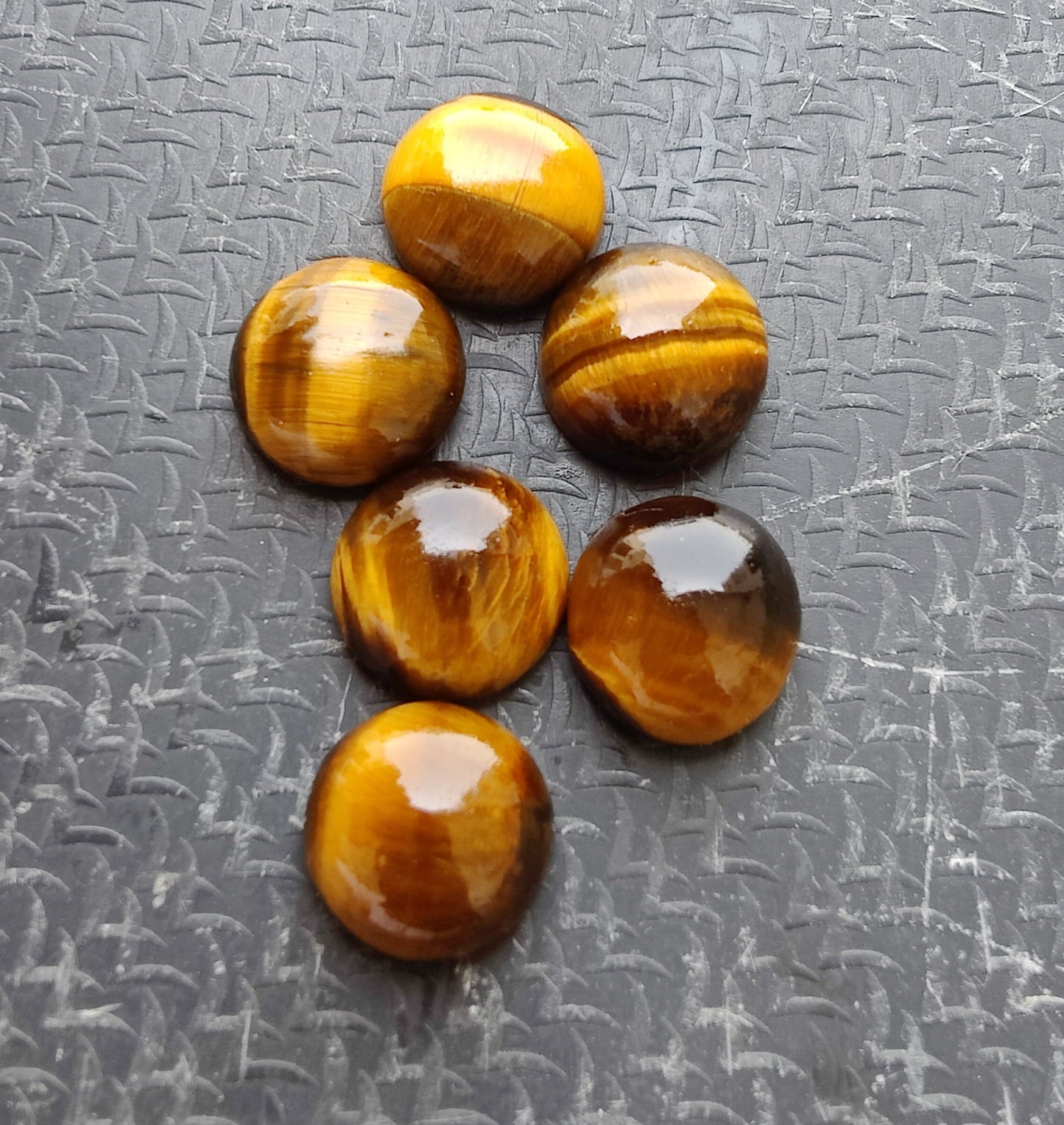 NATURAL TIGER EYE ROUND SHAPE FLAT BACK CABOCHON CALIBRATED GEMSTONES, ALL SIZES AVAILABLE