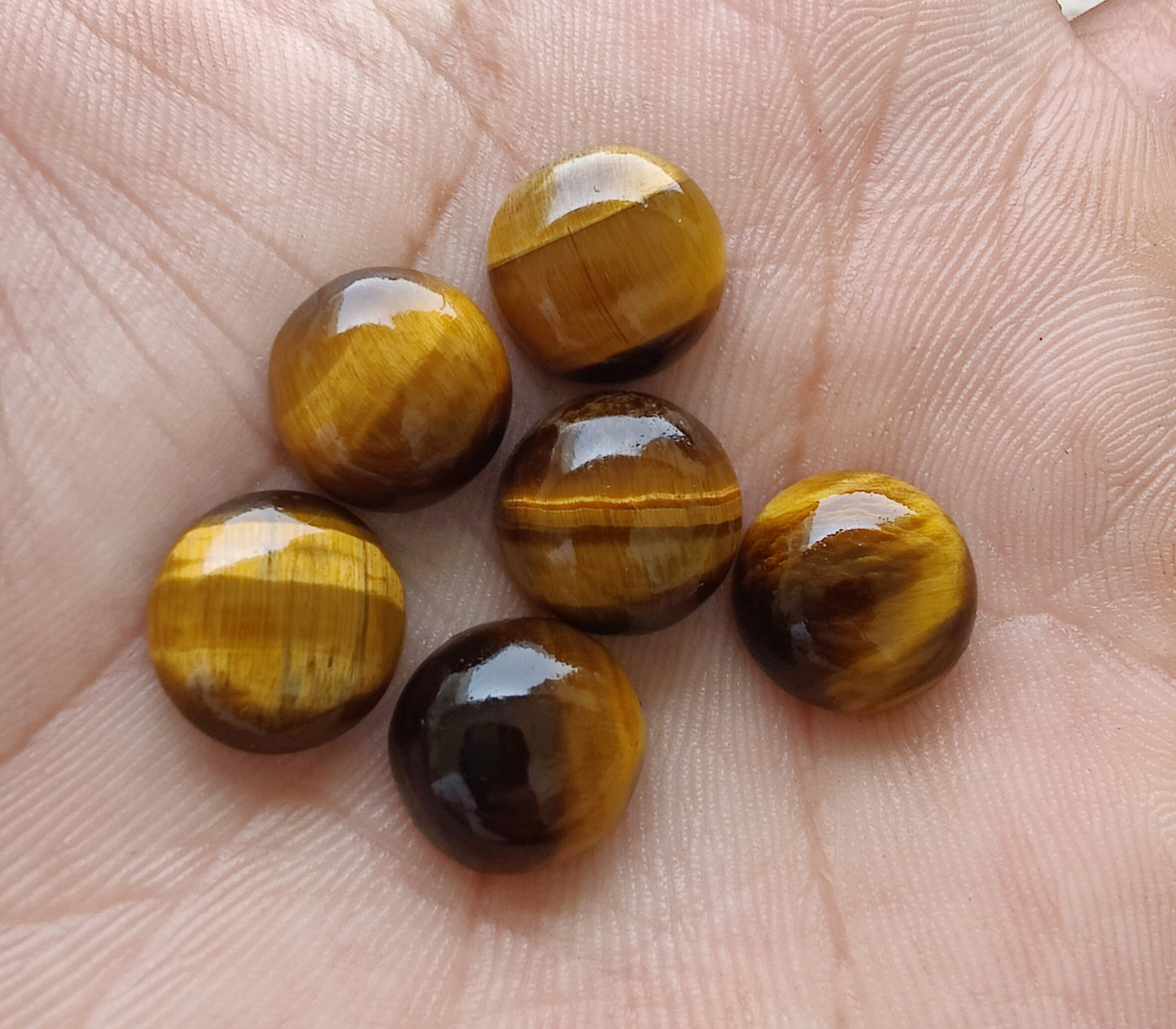 NATURAL TIGER EYE ROUND SHAPE FLAT BACK CABOCHON CALIBRATED GEMSTONES, ALL SIZES AVAILABLE