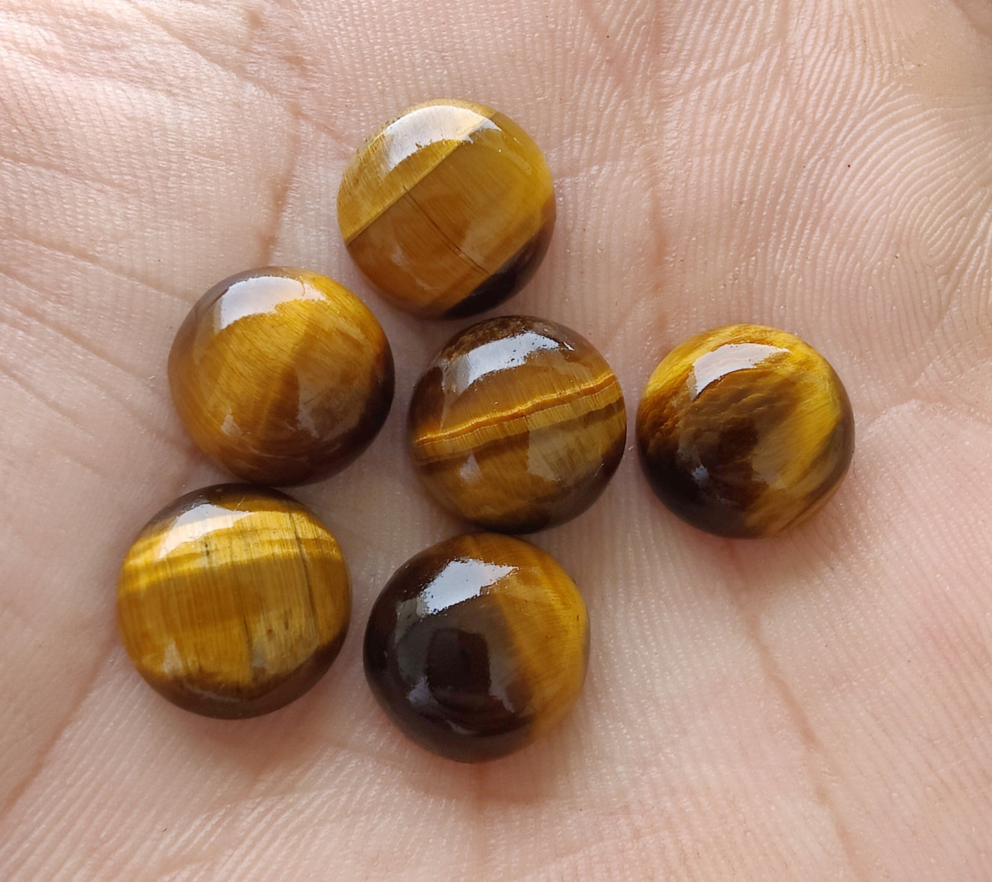 NATURAL TIGER EYE ROUND SHAPE FLAT BACK CABOCHON CALIBRATED GEMSTONES, ALL SIZES AVAILABLE