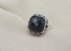 925 Sterling Silver Black Onyx Ring Cushion Cut Natural Gemstone Handmade Vintage Style Gift