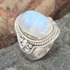 925 SOLID STERLING SILVER NATURAL RAINBOW MOONSTONE GEMSTONES HANDMADE RING, ALL SIZES AVAILABLE