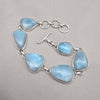 925 Sterling Silver Larimar Bracelet Blue Ocean Gemstone Statement Bracelet Gift for Her