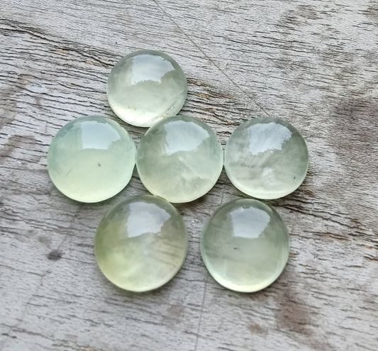TOP QUALITY NATURAL PREHNITE ROUND SHAPE CABOCHON FLAT BACK CALIBRATED GEMSTONS- ALL CUSTOM SIZES ALSO AVAILABLE