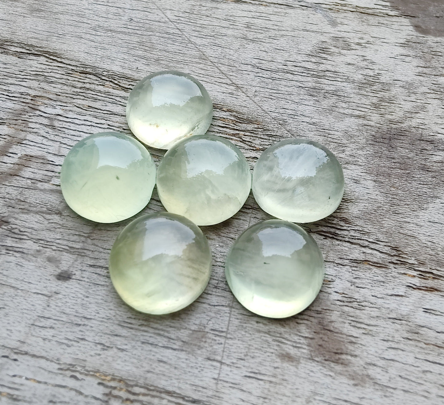 TOP QUALITY NATURAL PREHNITE ROUND SHAPE CABOCHON FLAT BACK CALIBRATED GEMSTONS- ALL CUSTOM SIZES ALSO AVAILABLE