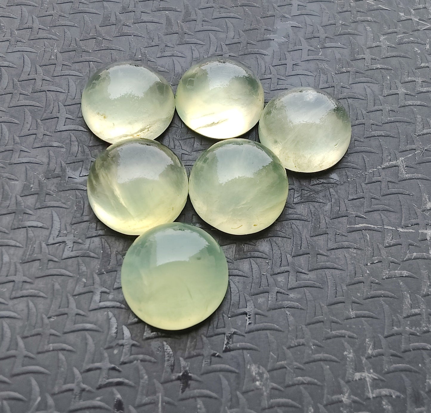 TOP QUALITY NATURAL PREHNITE ROUND SHAPE CABOCHON FLAT BACK CALIBRATED GEMSTONS- ALL CUSTOM SIZES ALSO AVAILABLE