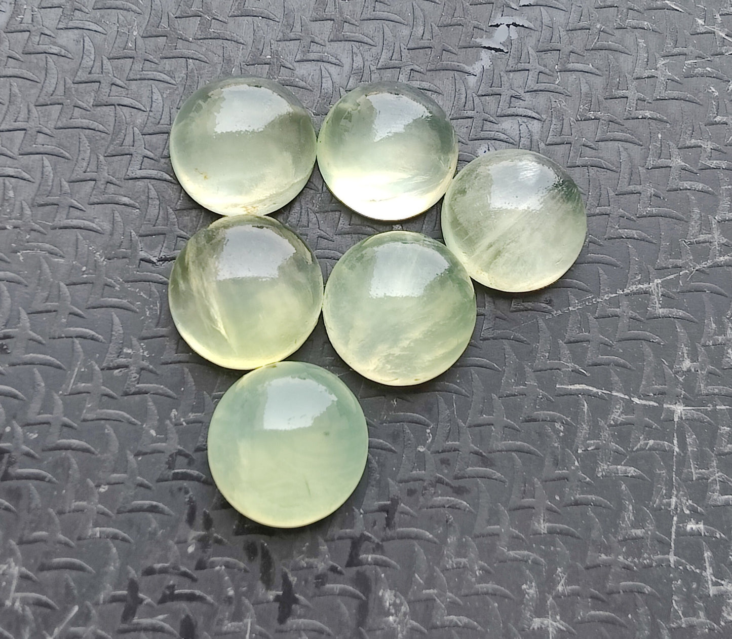 TOP QUALITY NATURAL PREHNITE ROUND SHAPE CABOCHON FLAT BACK CALIBRATED GEMSTONS- ALL CUSTOM SIZES ALSO AVAILABLE