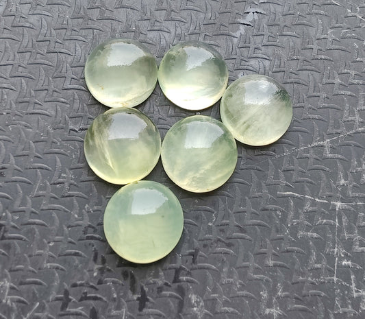 TOP QUALITY NATURAL PREHNITE ROUND SHAPE CABOCHON FLAT BACK CALIBRATED GEMSTONS- ALL CUSTOM SIZES ALSO AVAILABLE