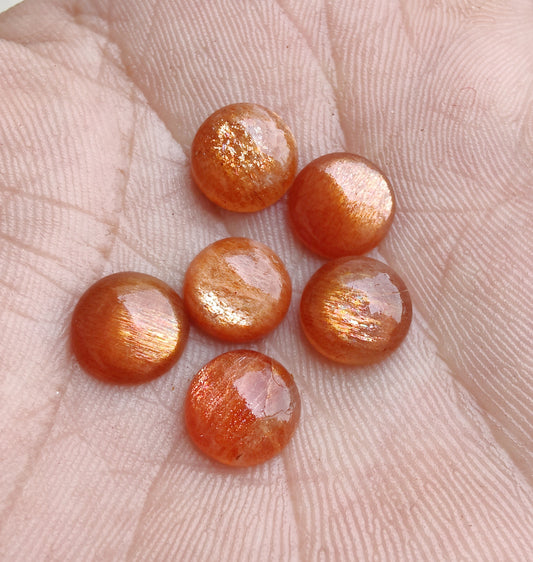 NATURAL SUNSTONE CABOCHON FLAT BACK CALIBRATED GEMSTONES, ALL SIZES AVAILABLE.