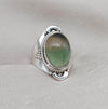 Fluorite Sterling Silver Ring: Green-Gold Crystal, Boho Healing Jewelry