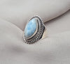 Natural Larimar Ring 925 Sterling Silver Larimar Marquise Cut Gemstone Boho Statement Jewelry