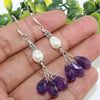 925 SOLID STERLING SILVER NATURAL AMETHYST GEMSTONE HOOK EARRING