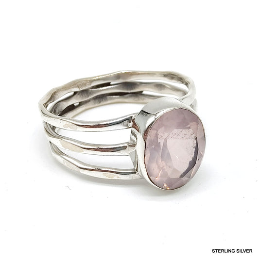 925 SOLID STERLING SILVER NATURAL GEMSTONES HANDMADE 3 BAND RING, ALL SIZES AVAILABLE