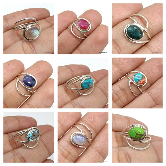 925 SOLID STERLING SILVER NATURAL GEMSTONES HANDMADE SMALL RINGS, ALL SIZES AVAILABLE