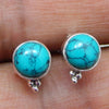 925 SOLID STERLING SILVER NATURAL TURQUOISE GEMSTONE STUD EARRING